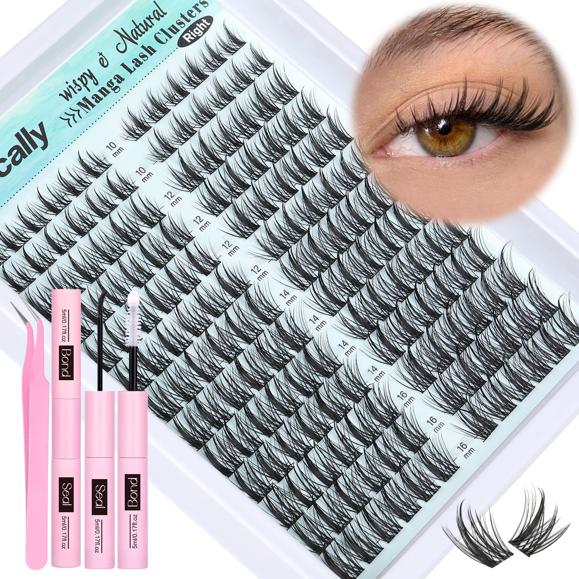 Newcally Cluster Lashes Kit natural look with soft fiber for lightweight daily wear.