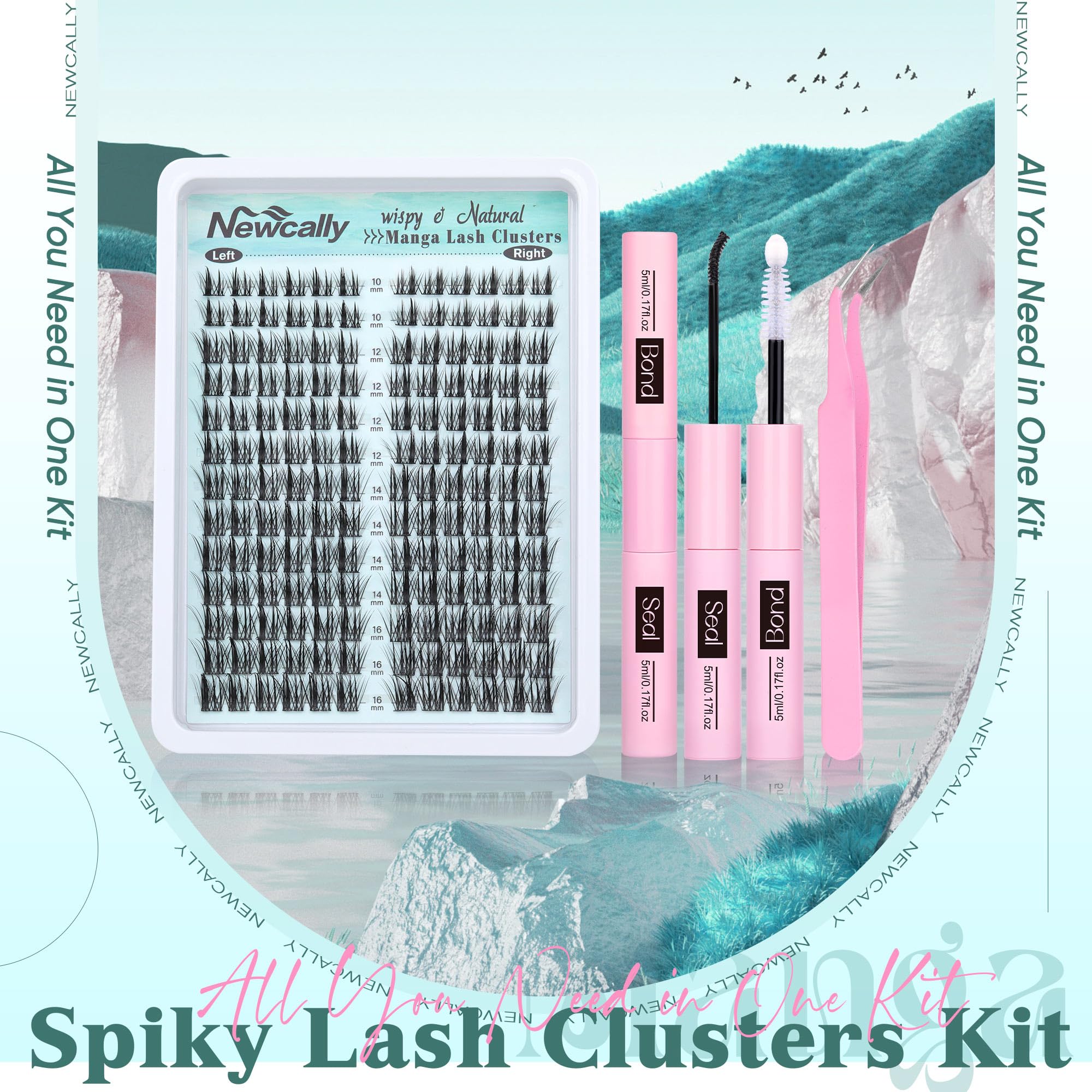 Newcally Cluster Lashes Kit soft and lightweight fibers for long-lasting DIY lash looks.