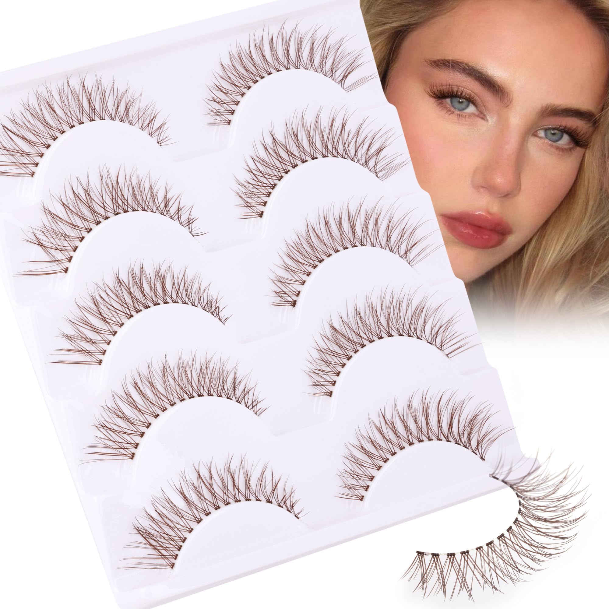 Newcally brown lashes boost natural volume for daytime looks.