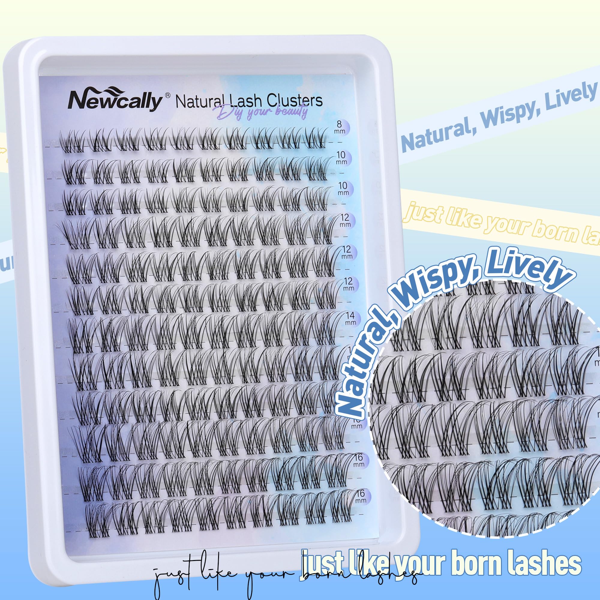 Newcally Lash Clusters Kit features D-curly design for lively, full lashes from every angle.