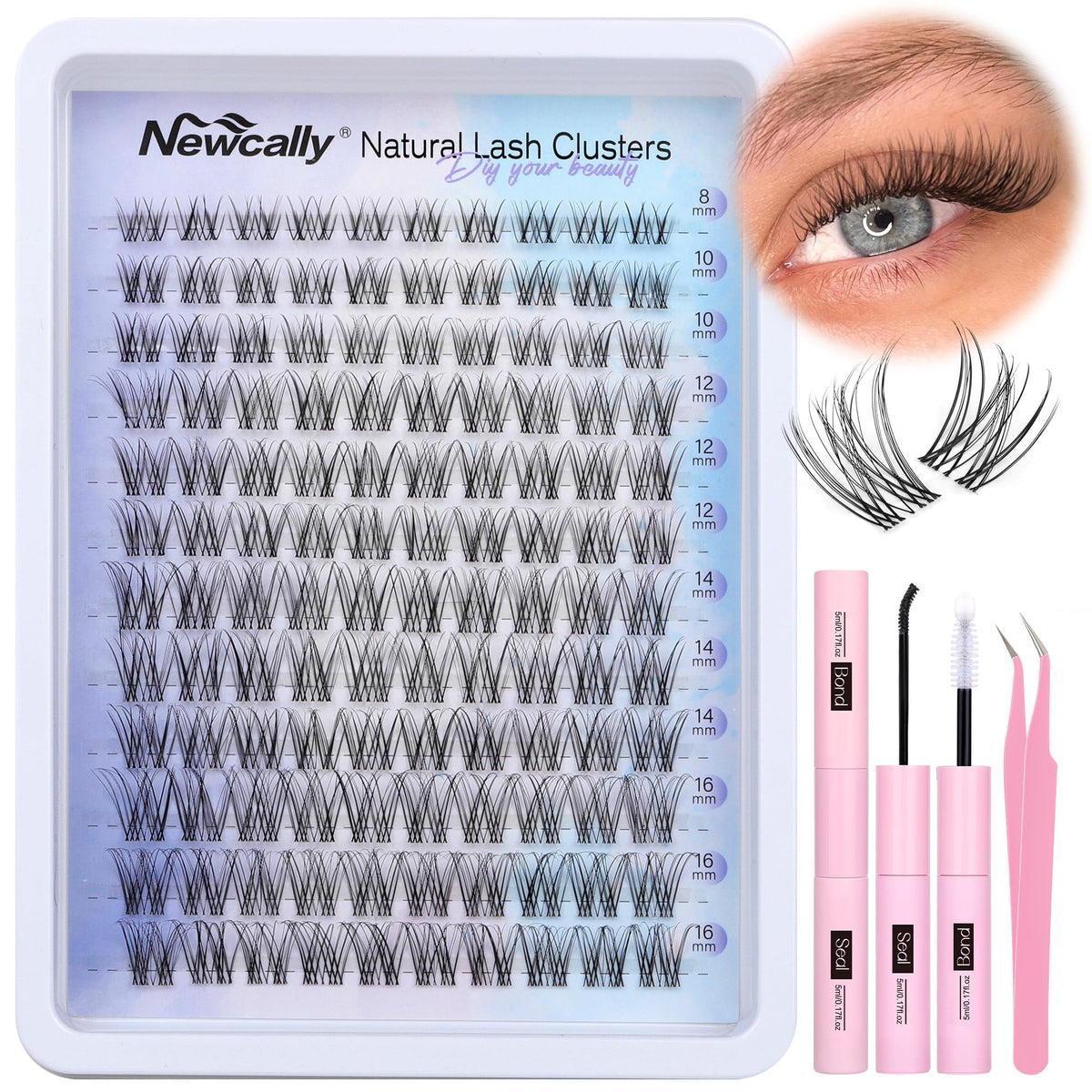Newcally Lash Clusters Kit uses soft fiber for lightweight, natural-looking volume.