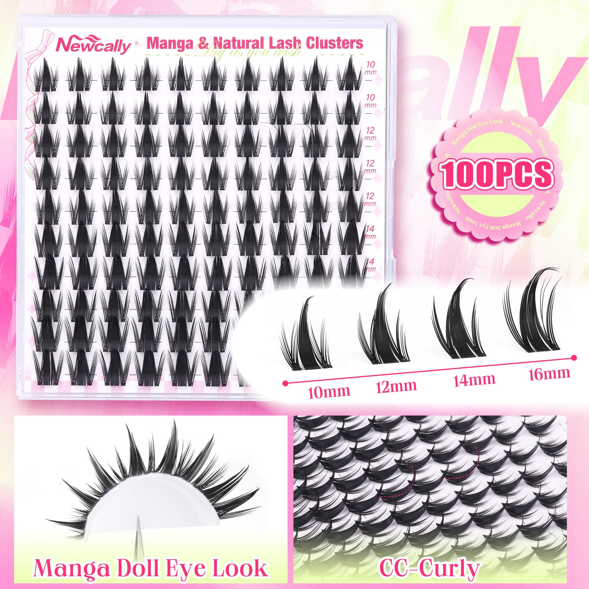 Newcally manga lash clusters deliver a doll-look for soft, believable lashes.