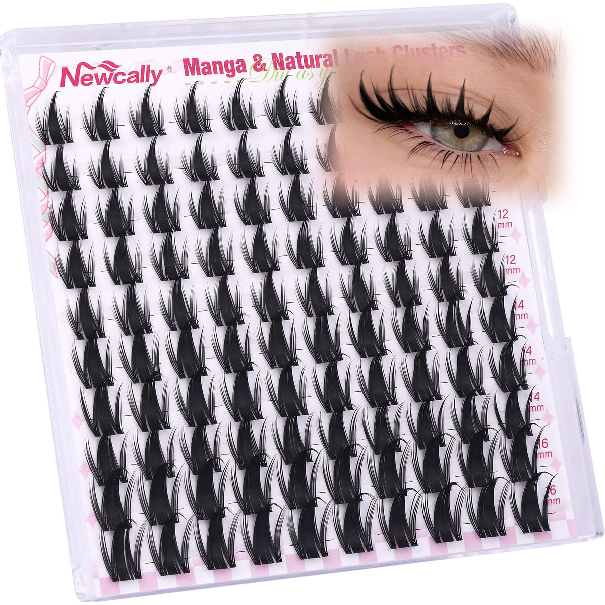 Newcally Manga Lash Clusters with spikes for a dramatic anime-inspired look.