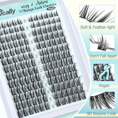 Newcally Manga lash clusters with precise tweezers for quick 3D results.