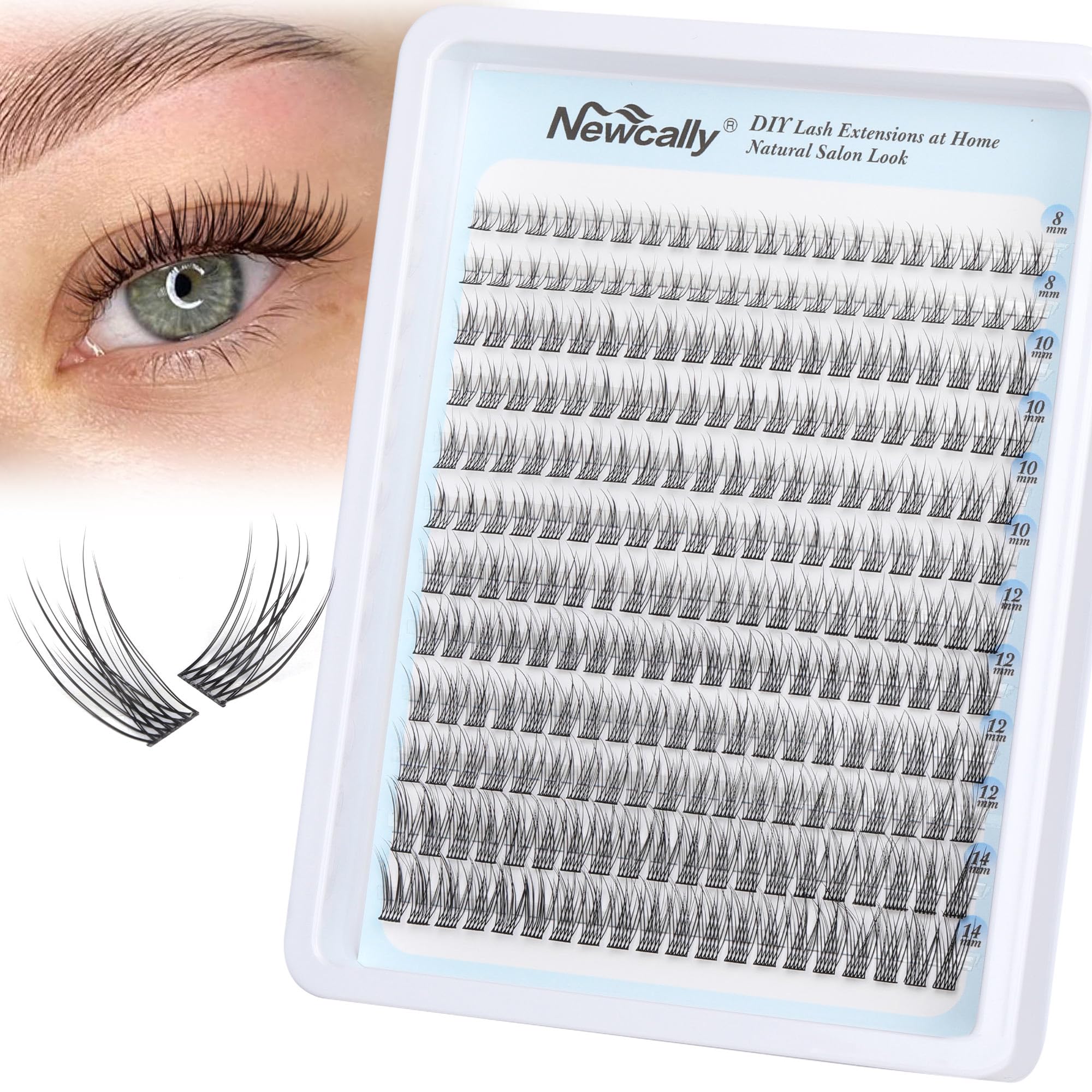 Newcally natural lash clusters wispy style for subtle, professional-looking lashes at home.