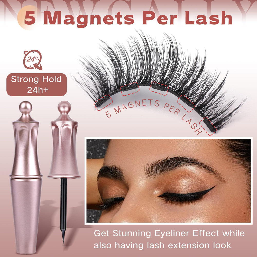Newcally wispy-curly lashes shown on an eye for a natural boost