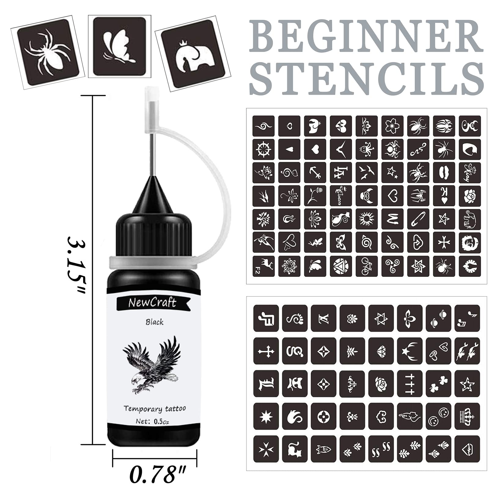 NewCraft kit red ink bottle delivers bright, eye-catching tattoo accents.