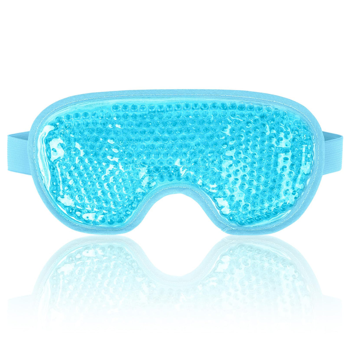 NEWGO cooling eye mask on eyes to reduce puffiness and refresh tired eyes