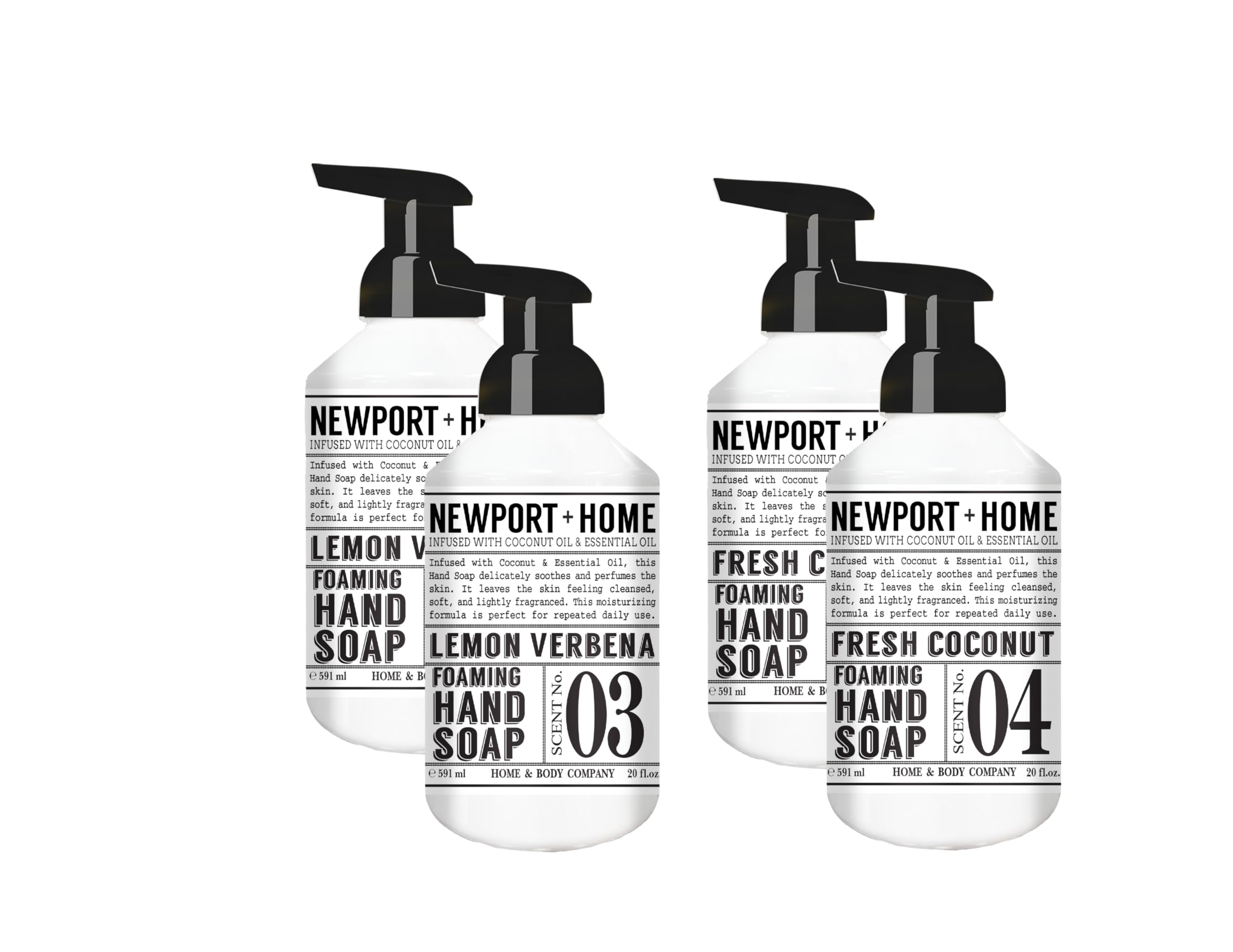Newport Home foaming hand soap lemon verbena bottle with refreshing scent for daily handwashing