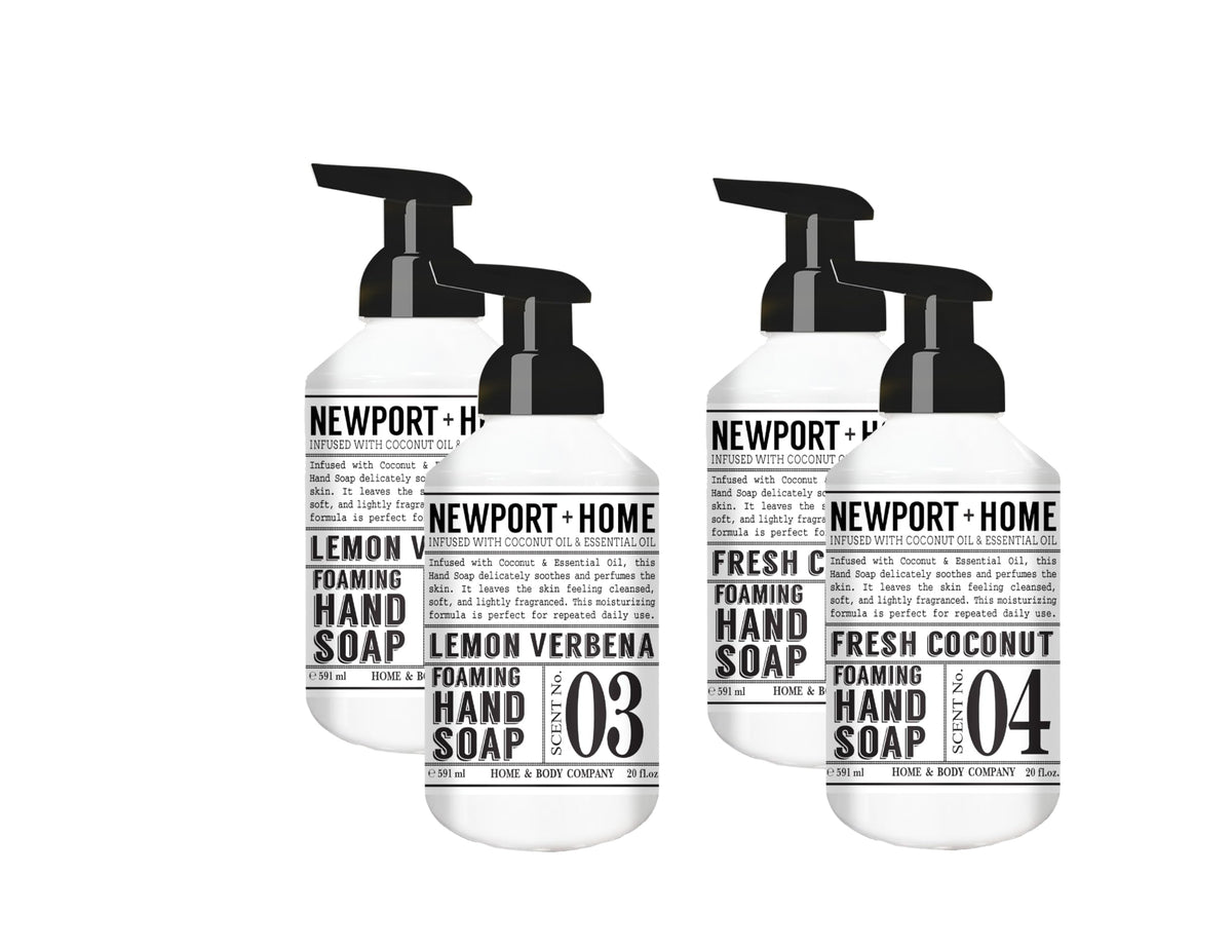 Newport Home foaming hand soap lemon verbena bottle with refreshing scent for daily handwashing