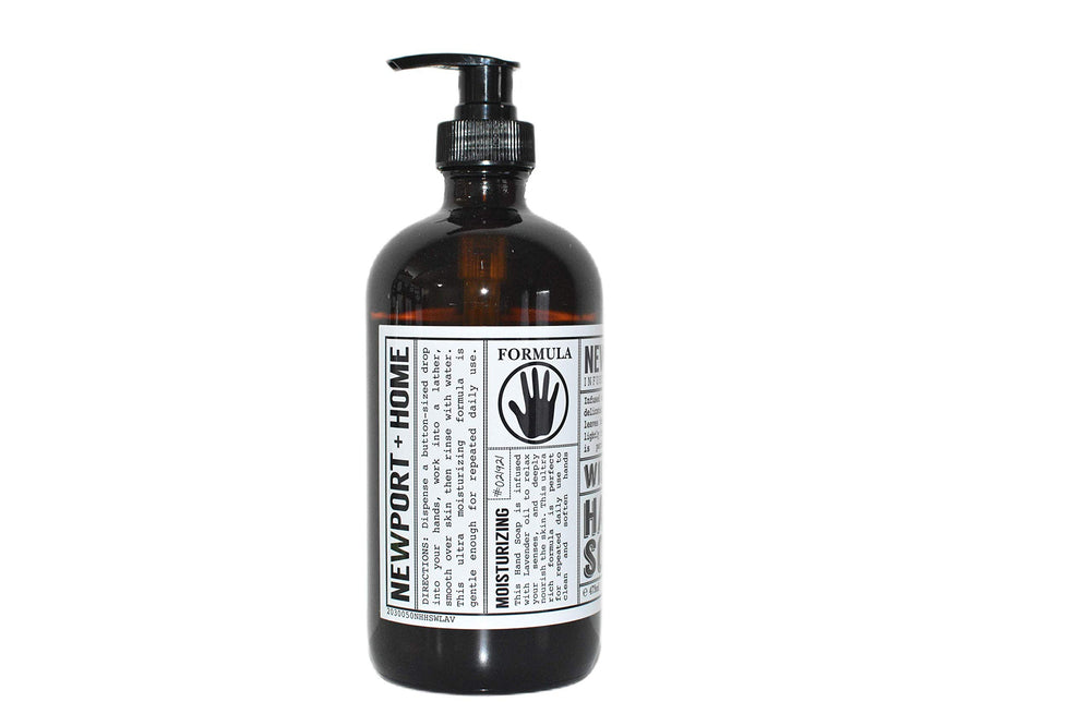 Newport Home Hand Soap Co Wild Lavender pour shot, easy to refill and control usage.