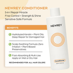 NEWREY Hydrating Conditioner on hand illustrating detangling ease before styling