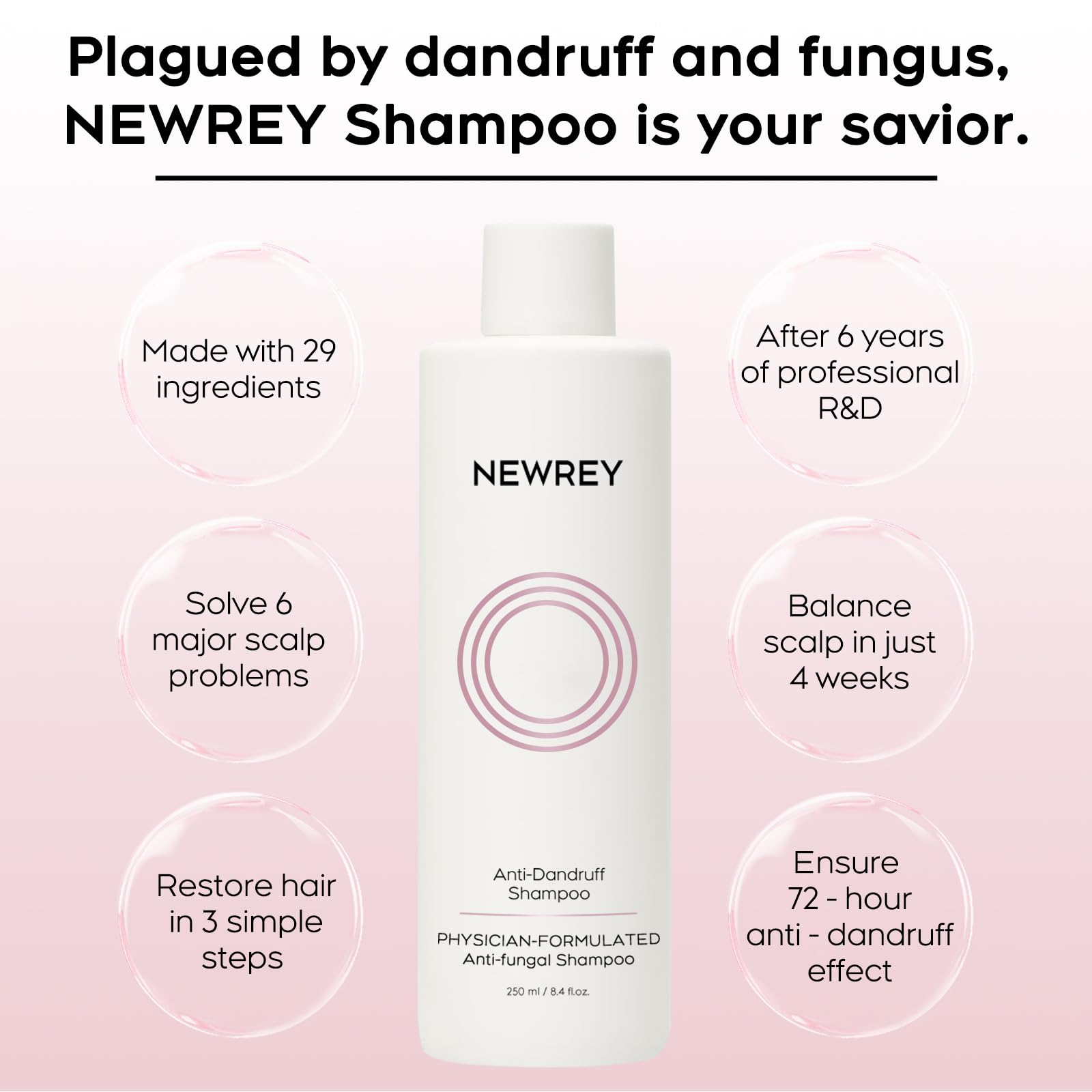 Close-up of NEWREY scalp soothing application demonstrates gentle contact.