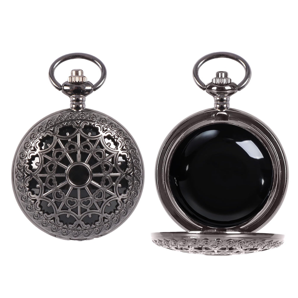 NewRiu scrying mirror in black obsidian with vintage pocket watch case for focused divination and meditation