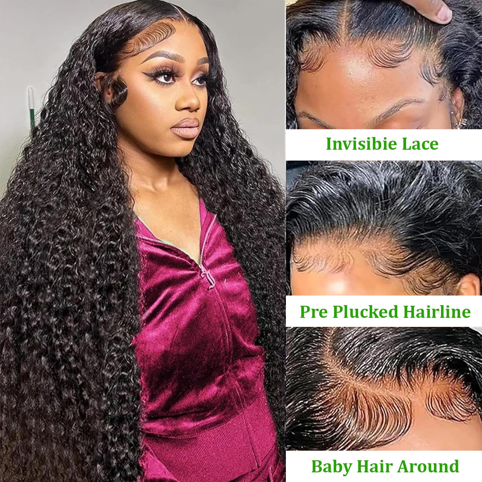 Newrose lace cap construction showing secure fit with 3 combs