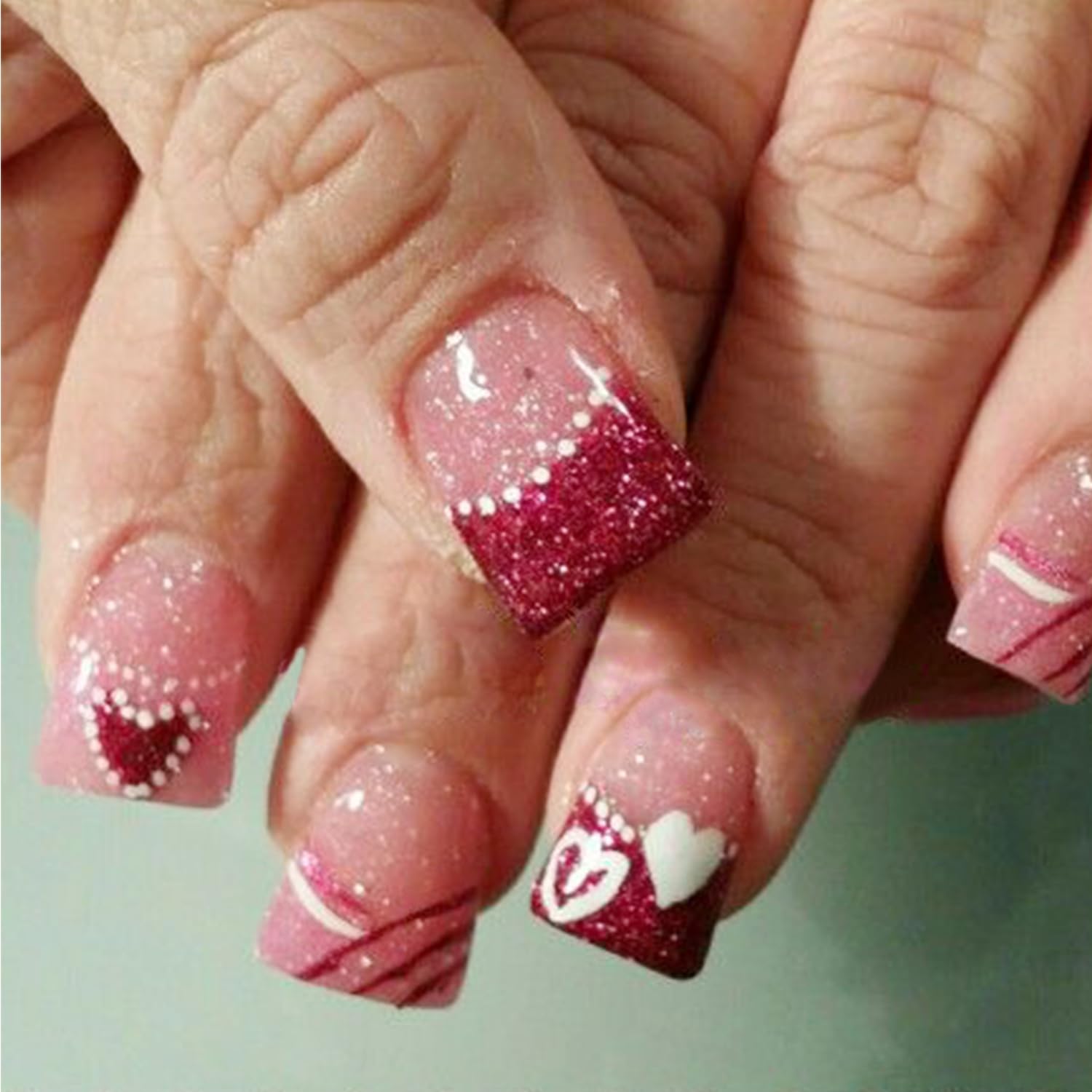 NEWSPIED Valentines heart nail design for a salon-quality home manicure.