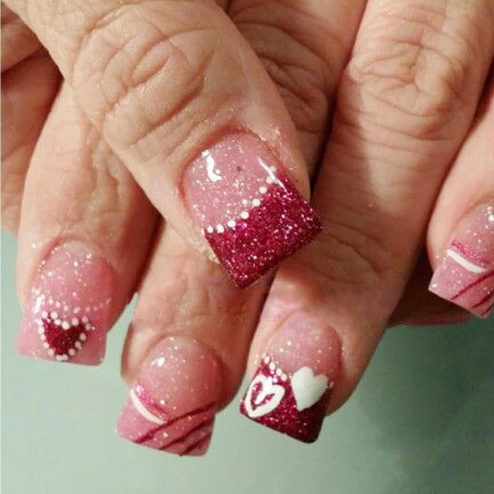 NEWSPIED Valentines heart nail design for a salon-quality home manicure.