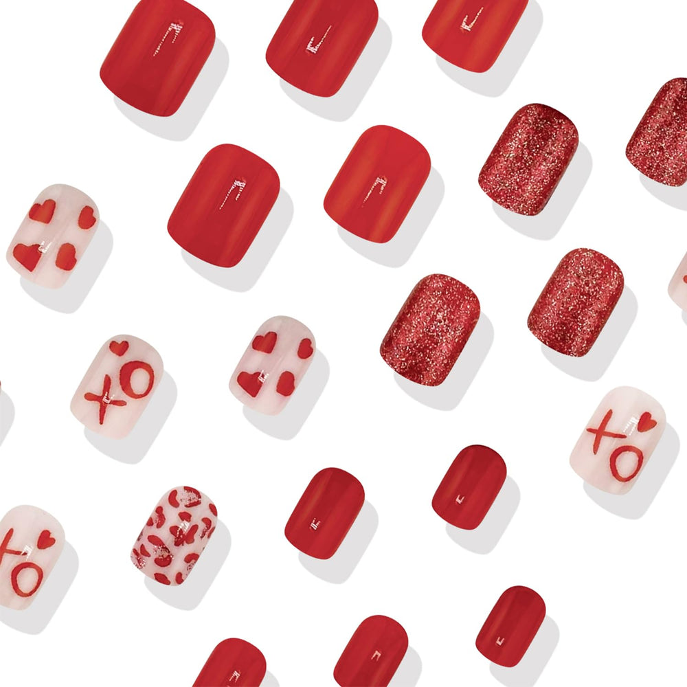 NEWSPIED valentines nails pink gloss finish for bright daily shine.