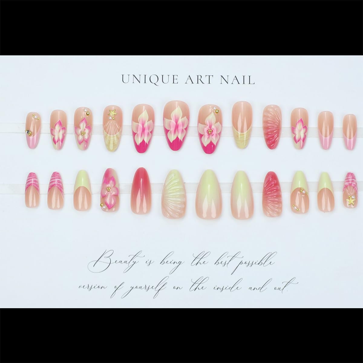 NEWSPIED yellow-pink summer nails for vibrant everyday outfits