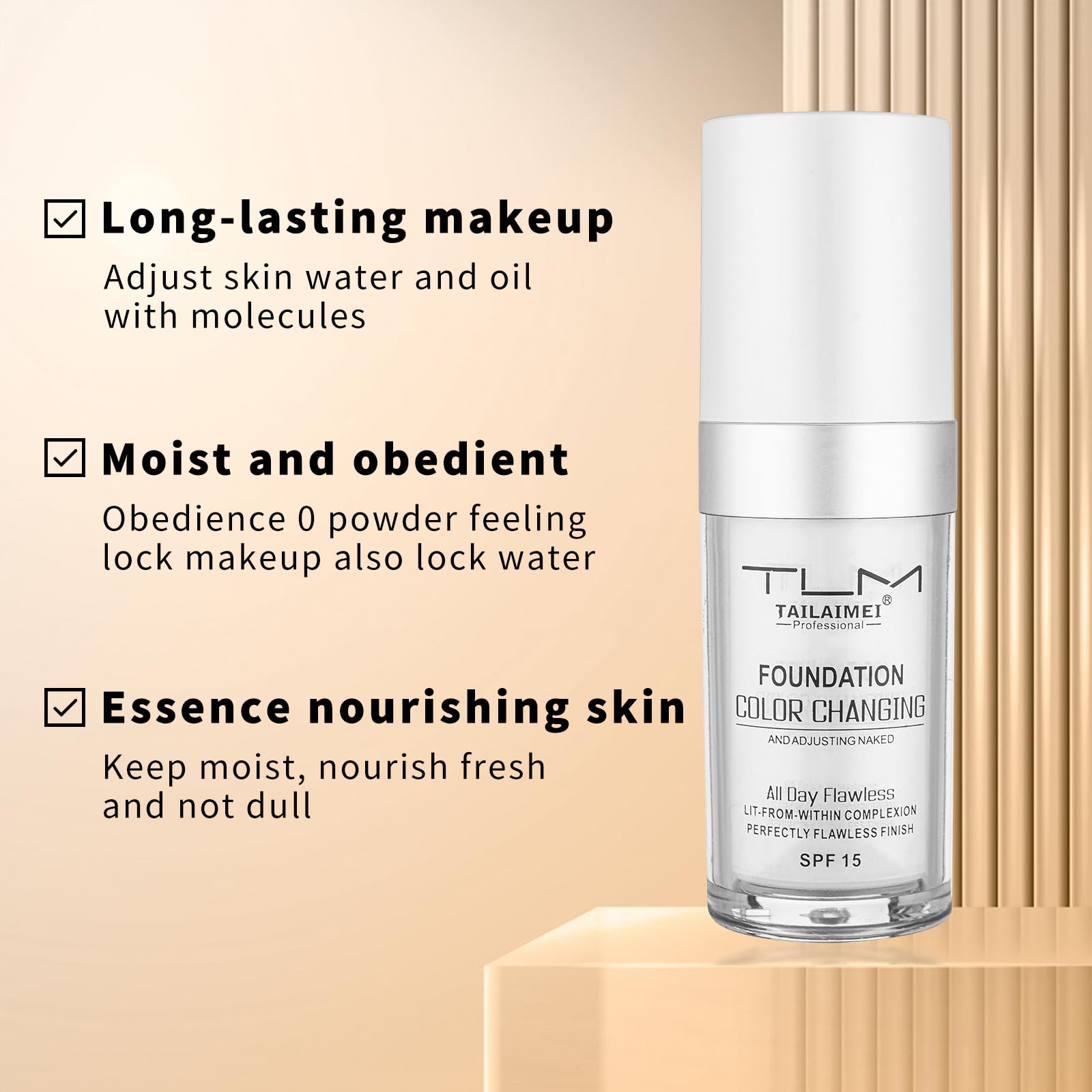 Newvenper color-changing foundation provides coverage over dullness and blemishes for a confident glow.