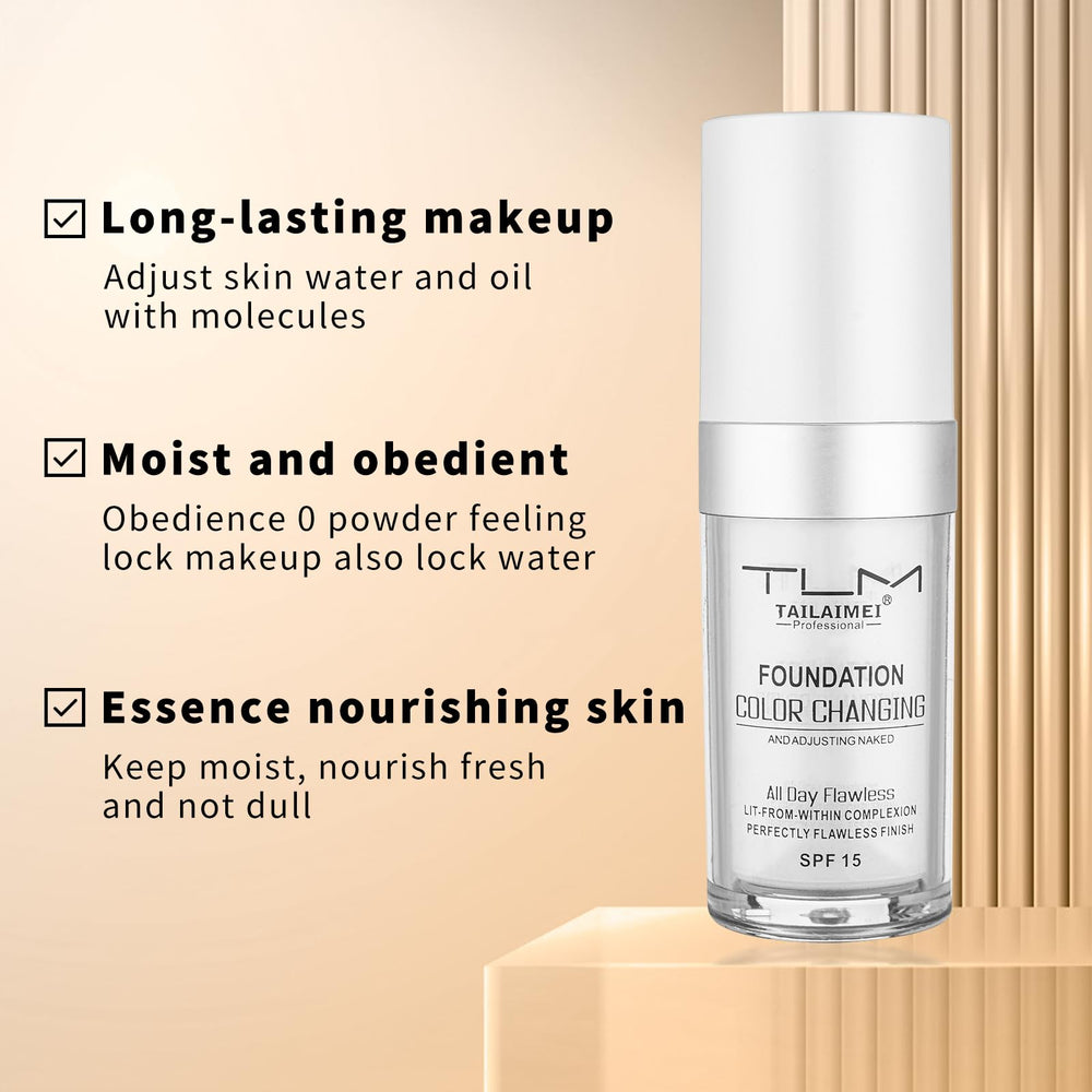Newvenper color-changing foundation provides coverage over dullness and blemishes for a confident glow.