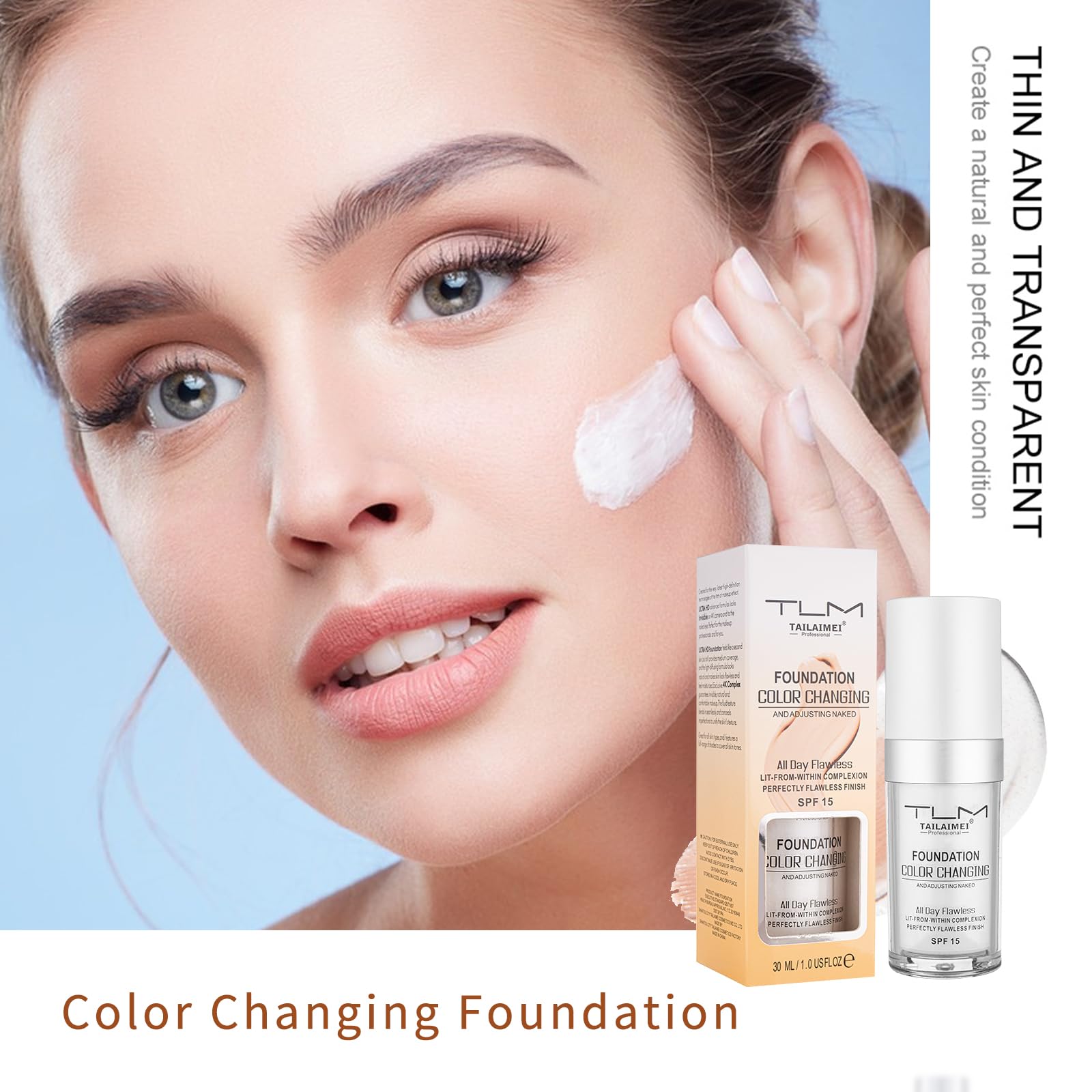 Newvenper color-changing foundation shade-matching on skin reveals seamless, even complexion.