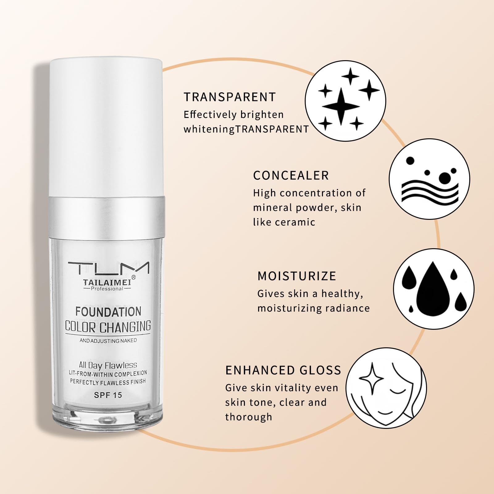 Newvenper color-changing foundation waterproof action endures in heat and sweat.