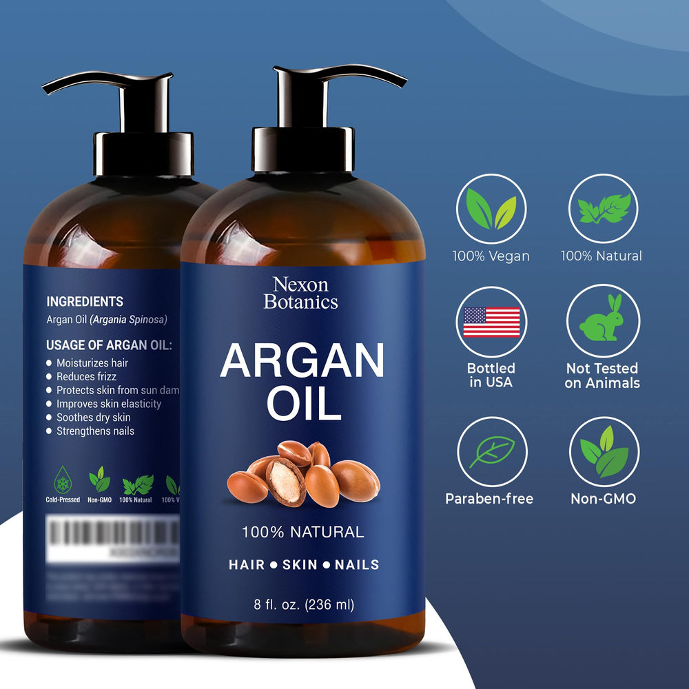 Nexon Botanics Argan Oil close-up texture shows rich hydration for skin.