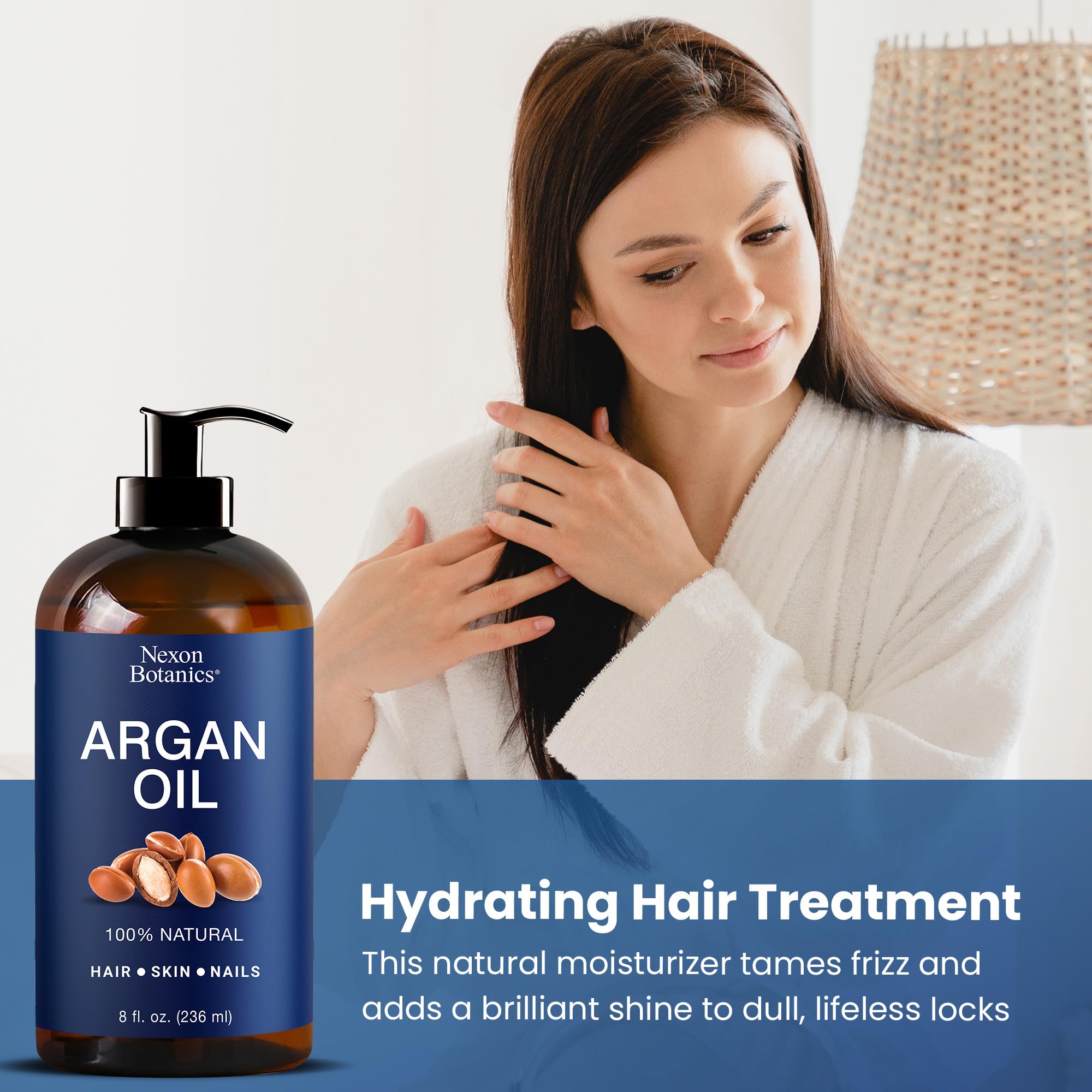 Nexon Botanics Argan Oil packaging in USA highlights cruelty-free, vegan product.