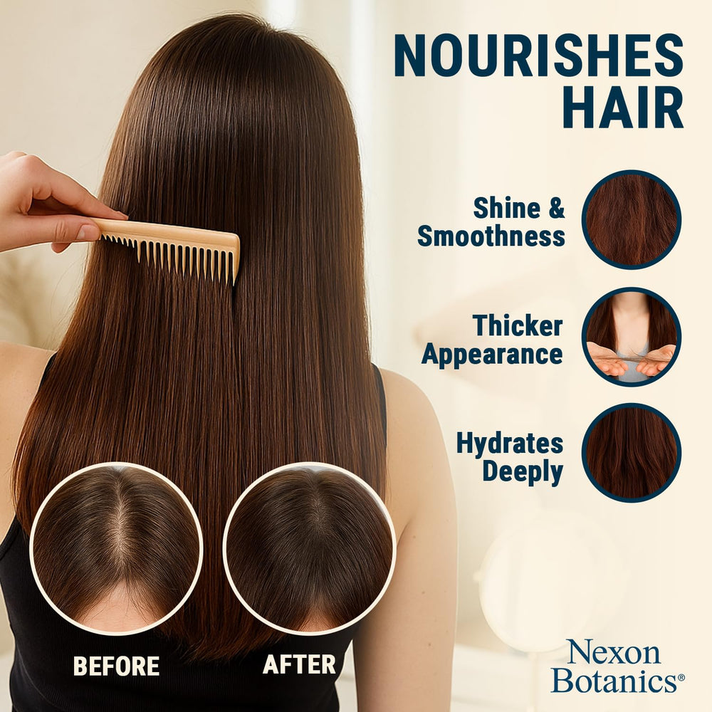 Nexon Botanics color-safe formula demonstrated for treated hair.