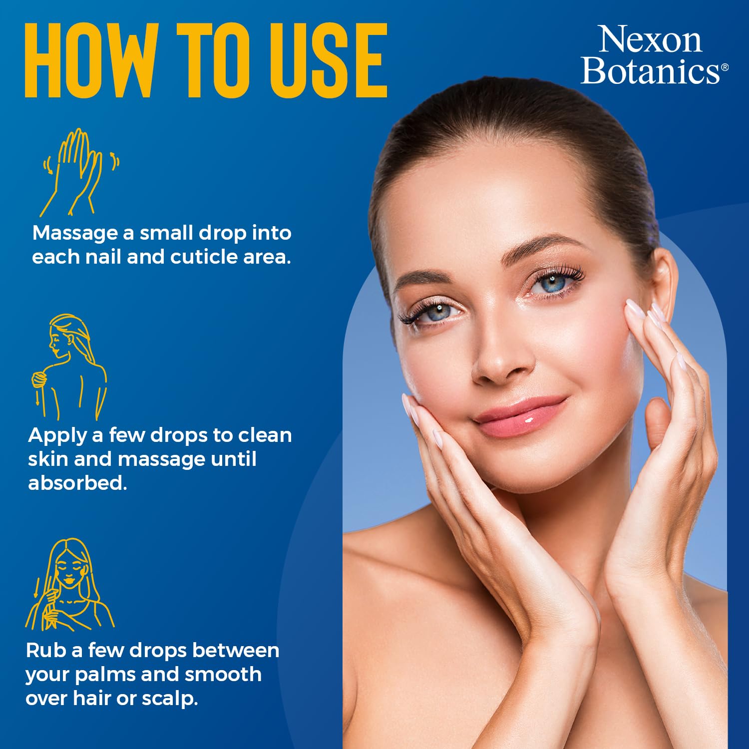 Hands and body use Nexon Botanics oil for gentle, nourished skin