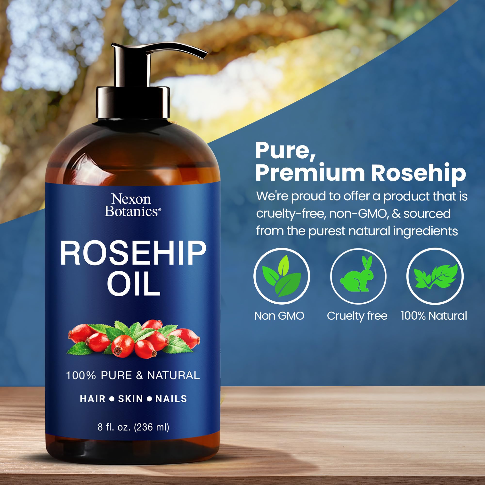 Nexon Botanics Rosehip Oil on the face gives a subtle glow
