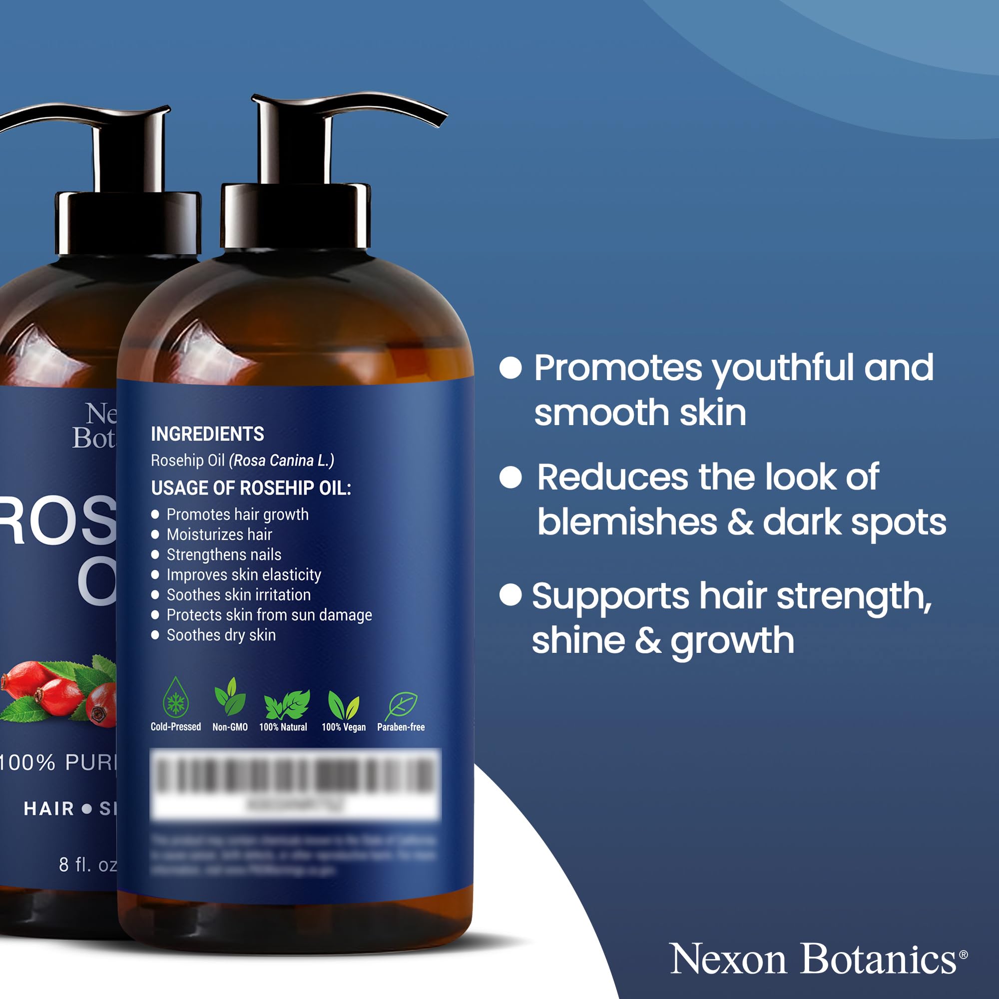 Nexon Botanics Rosehip Oil used with gua sha for a smooth facial massage