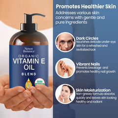 Nexon Botanics Vitamin E oil on face for smoother under-eye area.