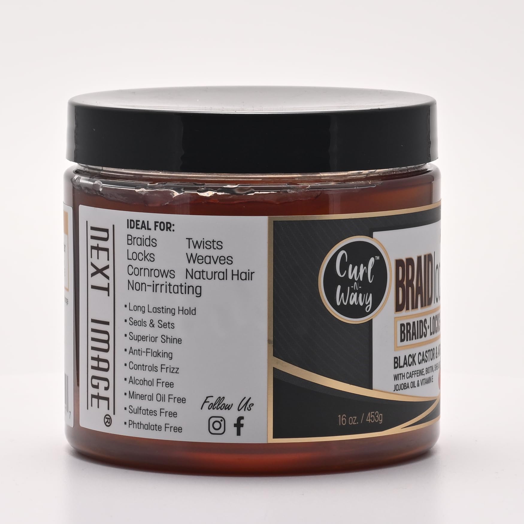 NEXT IMAGE Braid Locking Gel top hair twist shows compact hold and shine
