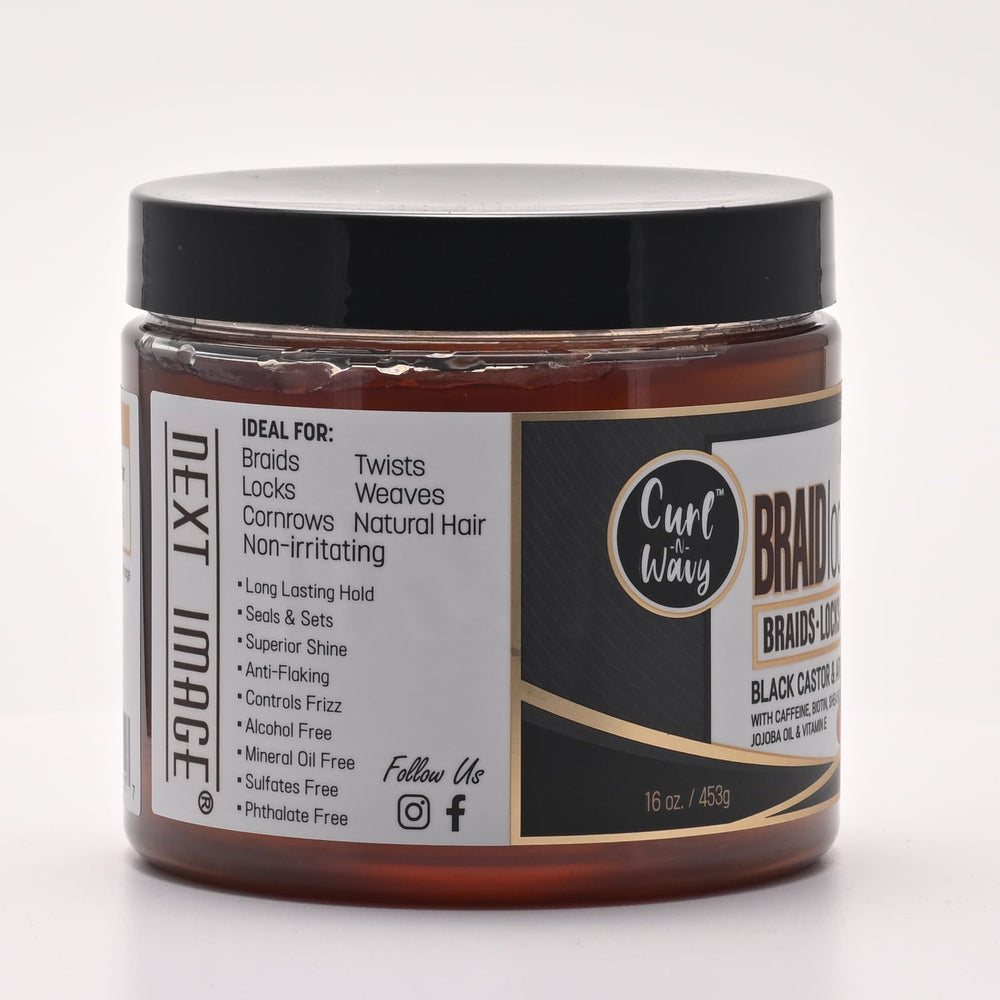 NEXT IMAGE Braid Locking Gel top hair twist shows compact hold and shine