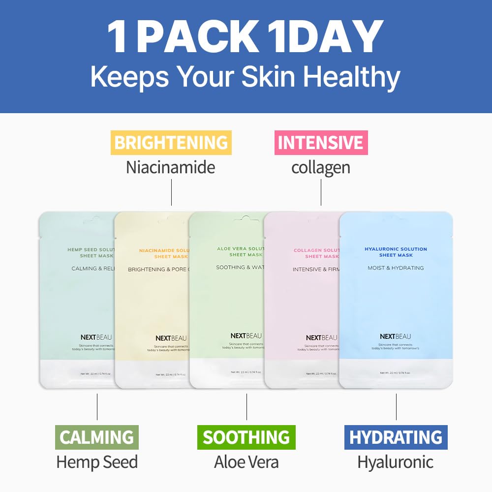 NEXTBEAU Hemp Seed sheet mask for soothing comfort.
