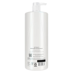 Nexxus Clean & Pure clarifying shampoo label close-up emphasizes silicone-, dye-, and paraben-free formula