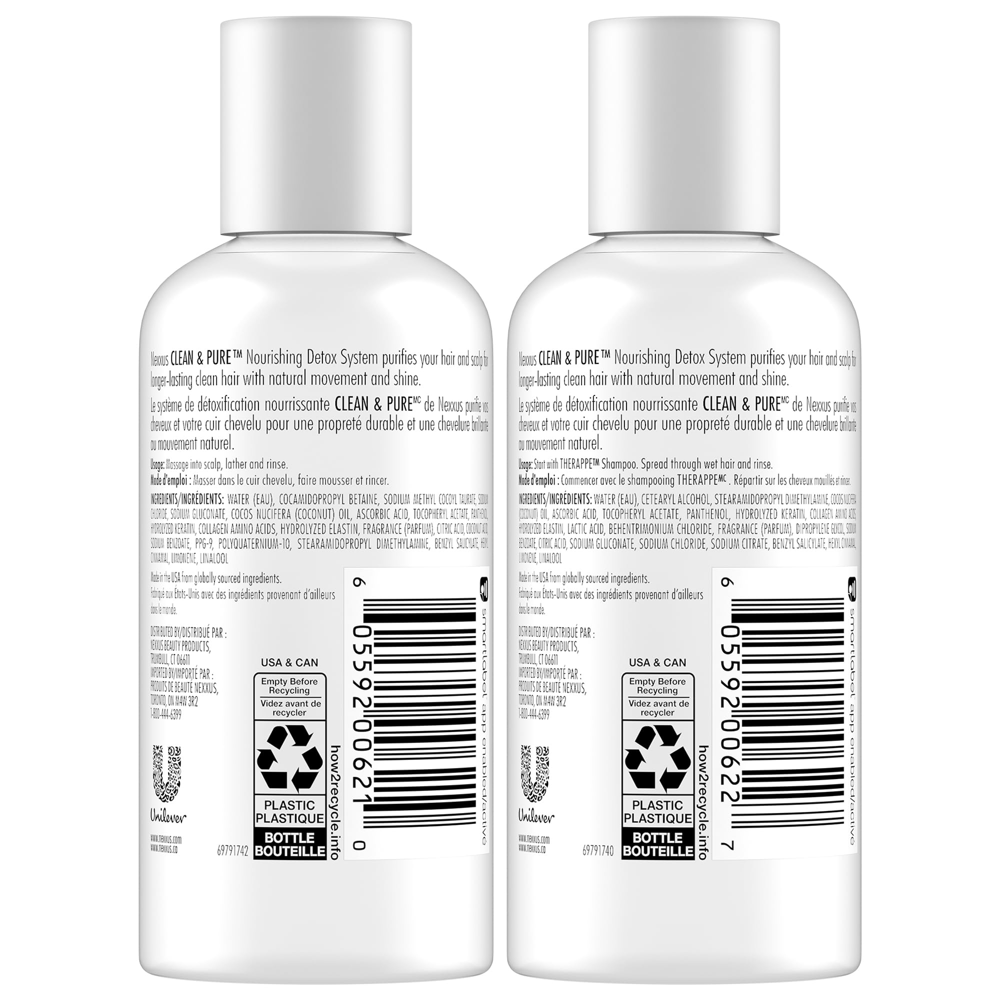 Nexxus Clean and Pure mini conditioner bottle for travel hydration.