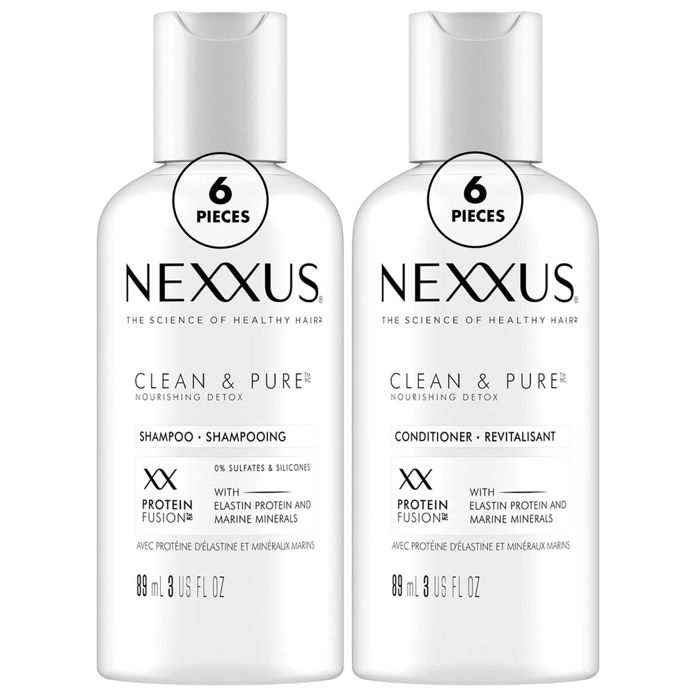 Nexxus Clean and Pure mini shampoo bottle for travel cleansing.