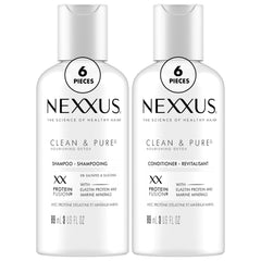 Nexxus Clean and Pure mini shampoo bottle for travel cleansing.