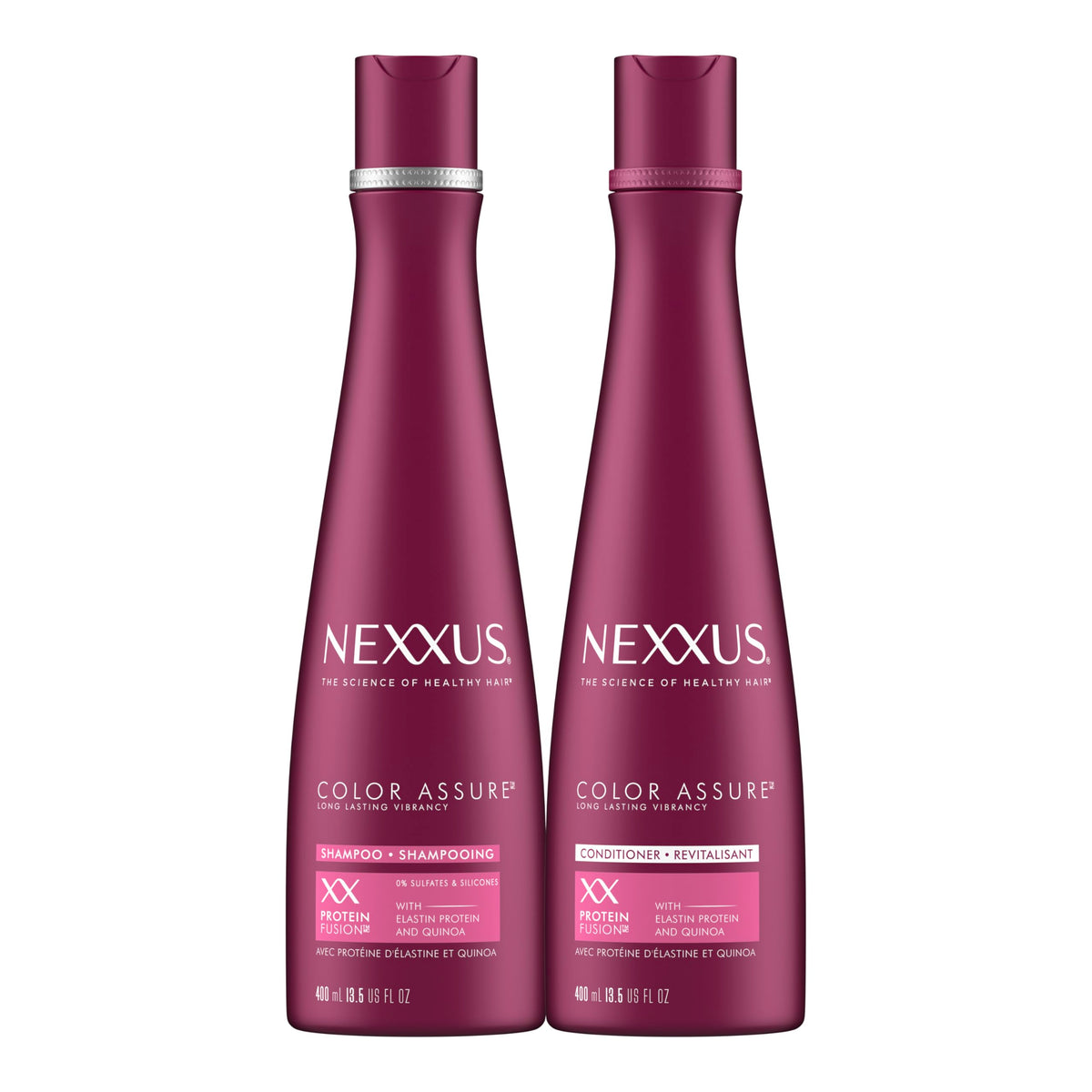 Nexxus Color Assure shampoo bottle promotes color vibrancy for treated hair