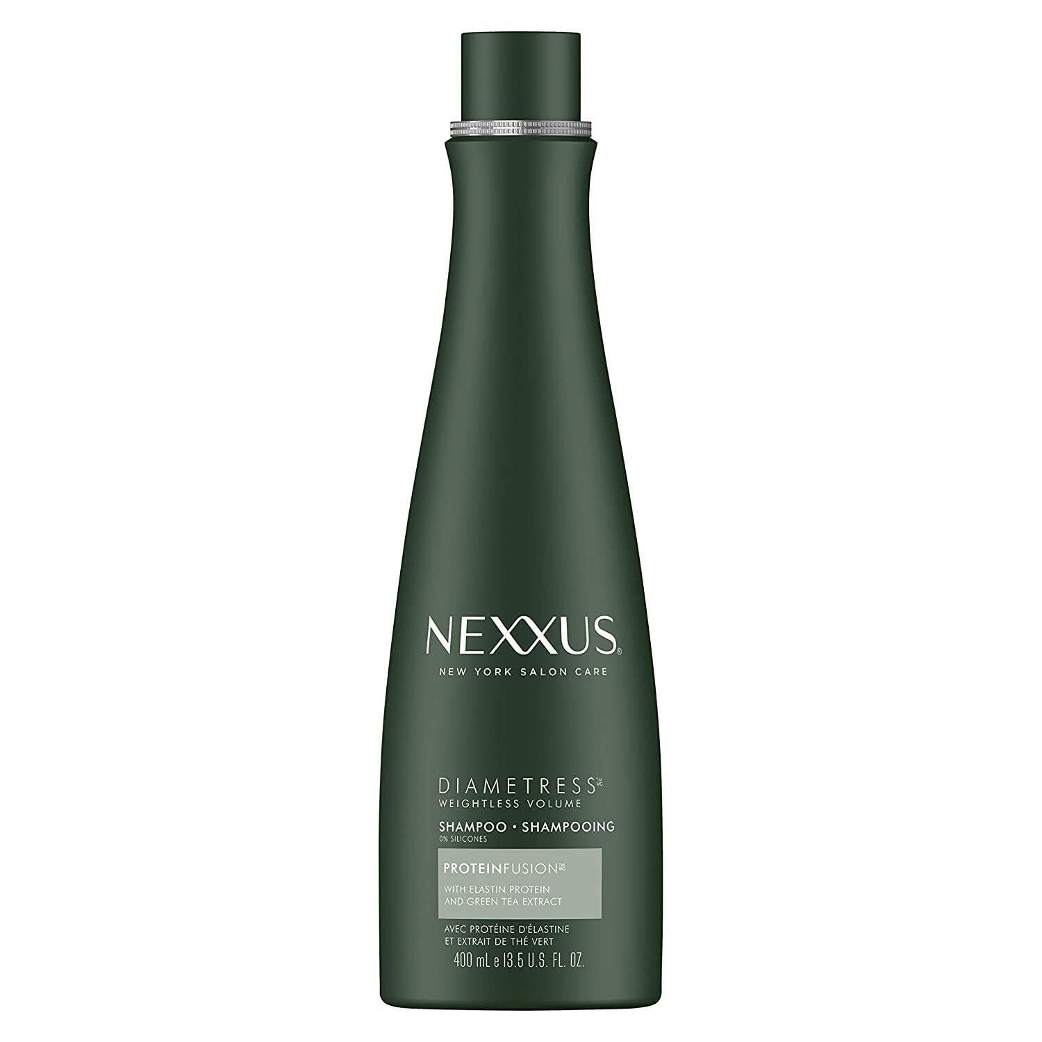 Nexxus Diametress shampoo bottle showing volume and body