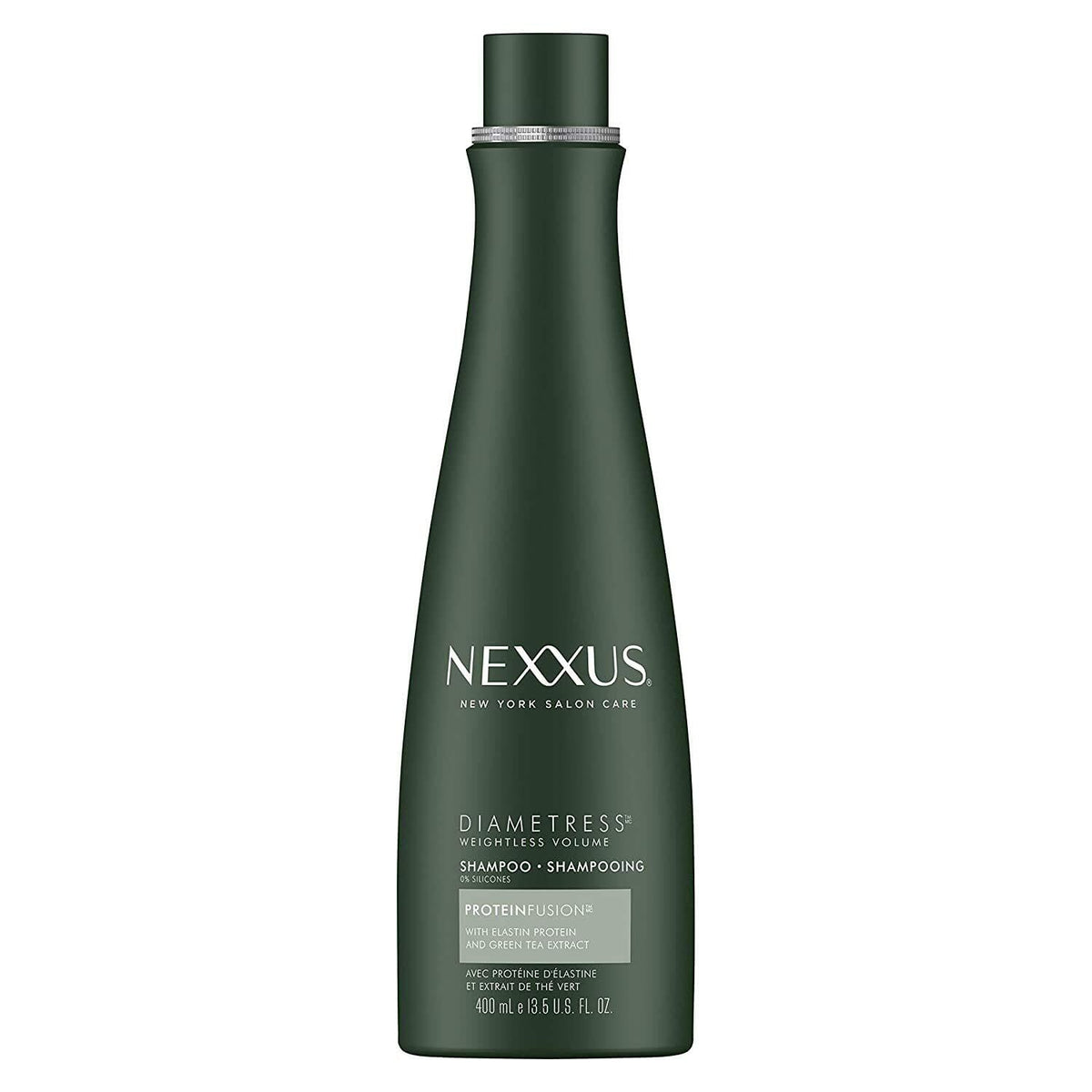 Nexxus Diametress shampoo bottle showing volume and body