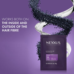 Nexxus Keraphix Mask butter texture showcases creamy nourishment for hair surface.