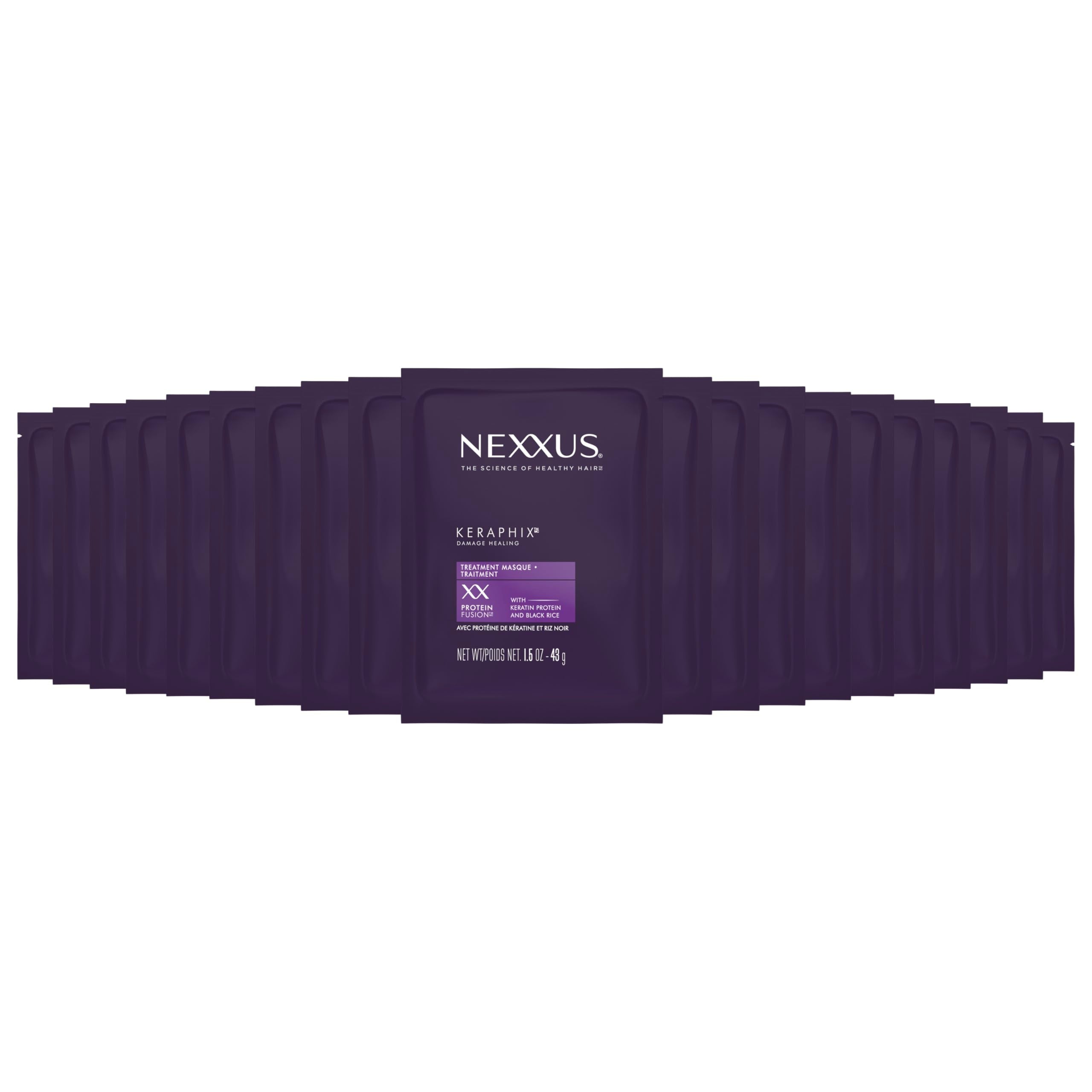 Nexxus Keraphix Mask for damaged hair restores strength on damaged strands.