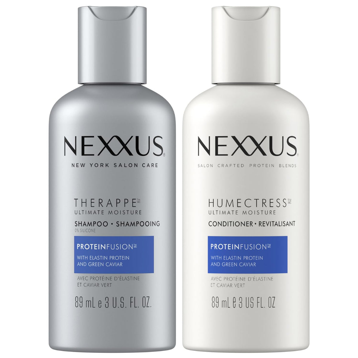 Nexxus Therappe travel-size shampoo bottle pour delivering moisture for dry hair