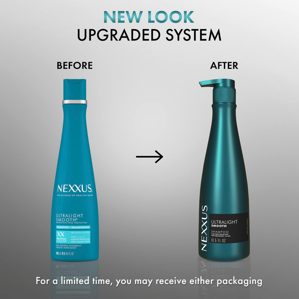 Nexxus Ultralight Smooth Shampoo in hand showing rich lather for gentle cleansing