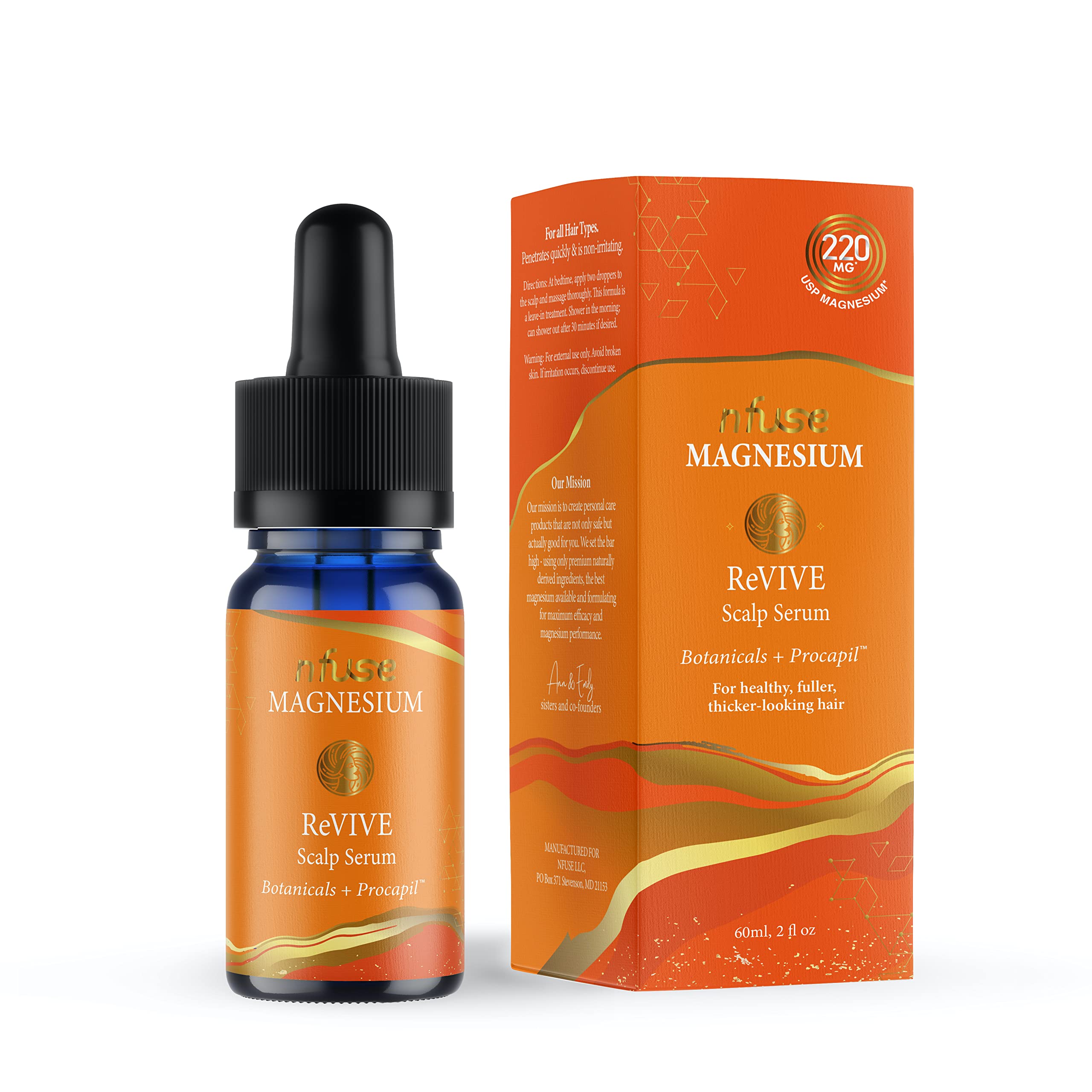 nfuse Hair Growth Serum bottle featuring peptide formula for thicker-looking hair.