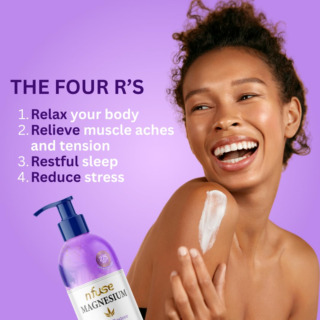 nfuse Magnesium Lotion after-shower ritual supports nightly relaxation